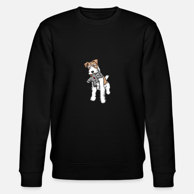 Foxterrier Drahthaar Kuscheltier T-Shirt - Stanley/Stella Unisex Bio-Sweatshirt CHANGER  - Schwarz