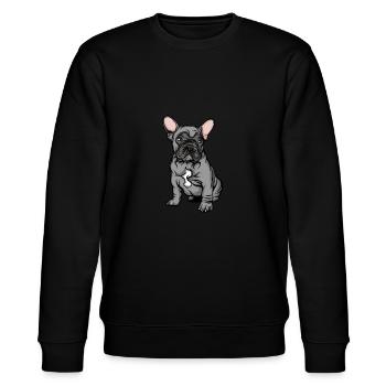 French Bulldog | French Bulldog - Stanley/Stella CHANGER Unisex Organic Sweatshirt - black - Front - Nik (191cm) & Marisol (170cm)