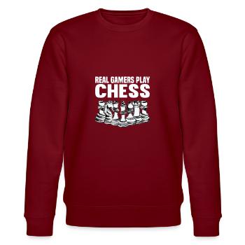 Schach Sprüche - Stanley/Stella Unisex Bio-Sweatshirt CHANGER  - Burgunderrot - Vorne - Nik (191cm) & Marisol (170cm)