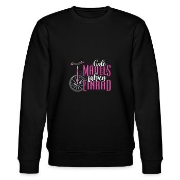 Coole Mädchen fahren Einrad Einradfahrer Fahrrad - Stanley/Stella Unisex Bio-Sweatshirt CHANGER  - Schwarz - Vorne - Nik (191cm) & Marisol (170cm)