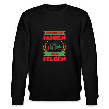 Echte Helden fahren rote Felgen - Stanley/Stella Unisex Bio-Sweatshirt CHANGER  - Schwarz - Vorne - Nik (191cm) & Marisol (170cm)