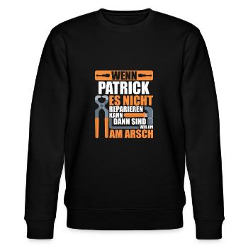 Vorname Patrick Name Geburtstag Geschenk - Stanley/Stella Unisex Bio-Sweatshirt CHANGER  - Schwarz - Vorne - Nik (191cm) & Marisol (170cm)