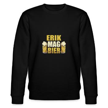 Erik mag Bier Name Geburtstag - Stanley/Stella Unisex Bio-Sweatshirt CHANGER  - Schwarz - Vorne - Nik (191cm) & Marisol (170cm)