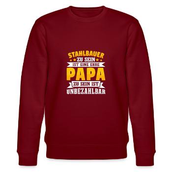 Stahlbauer Papa Vatertag - Stanley/Stella Unisex Bio-Sweatshirt CHANGER  - Burgunderrot - Vorne - Nik (191cm) & Marisol (170cm)