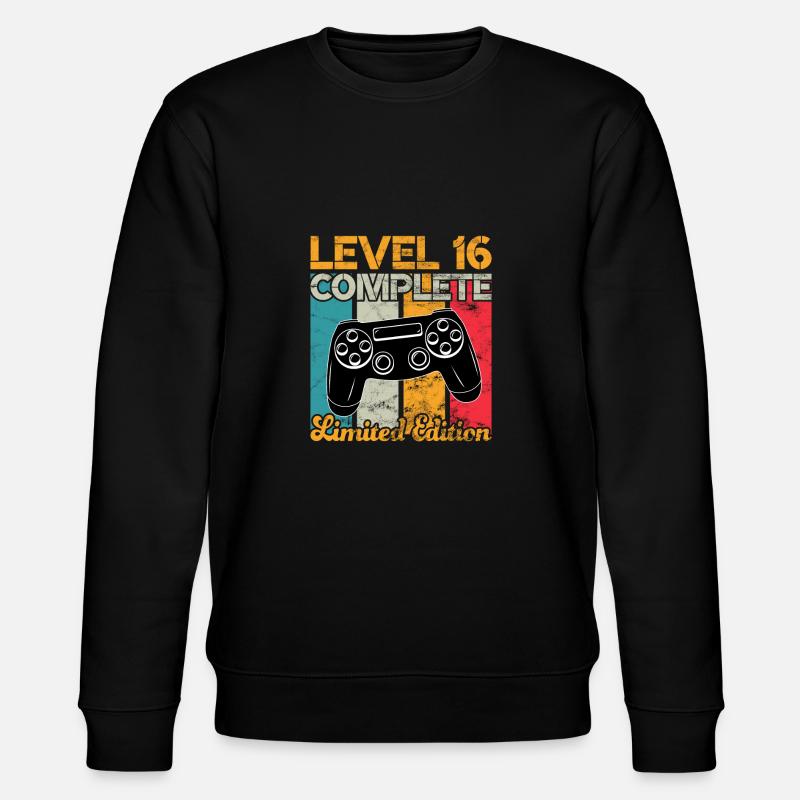 Level 16 complete Gaming Birthday - Stanley/Stella CHANGER Unisex Organic Sweatshirt - black
