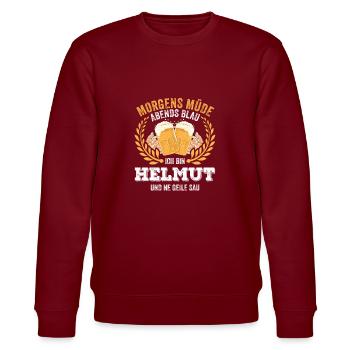 Helmut Vorname Name Geburtstag Bier saufen - Stanley/Stella Unisex Bio-Sweatshirt CHANGER  - Burgunderrot - Vorne - Nik (191cm) & Marisol (170cm)