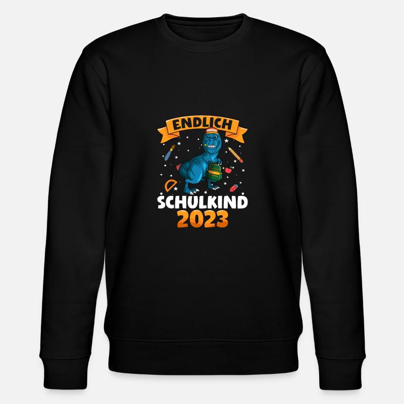 Endlich Schulkind 2023 Einschulung Dinosaurier - Stanley/Stella Unisex Bio-Sweatshirt CHANGER  - Schwarz