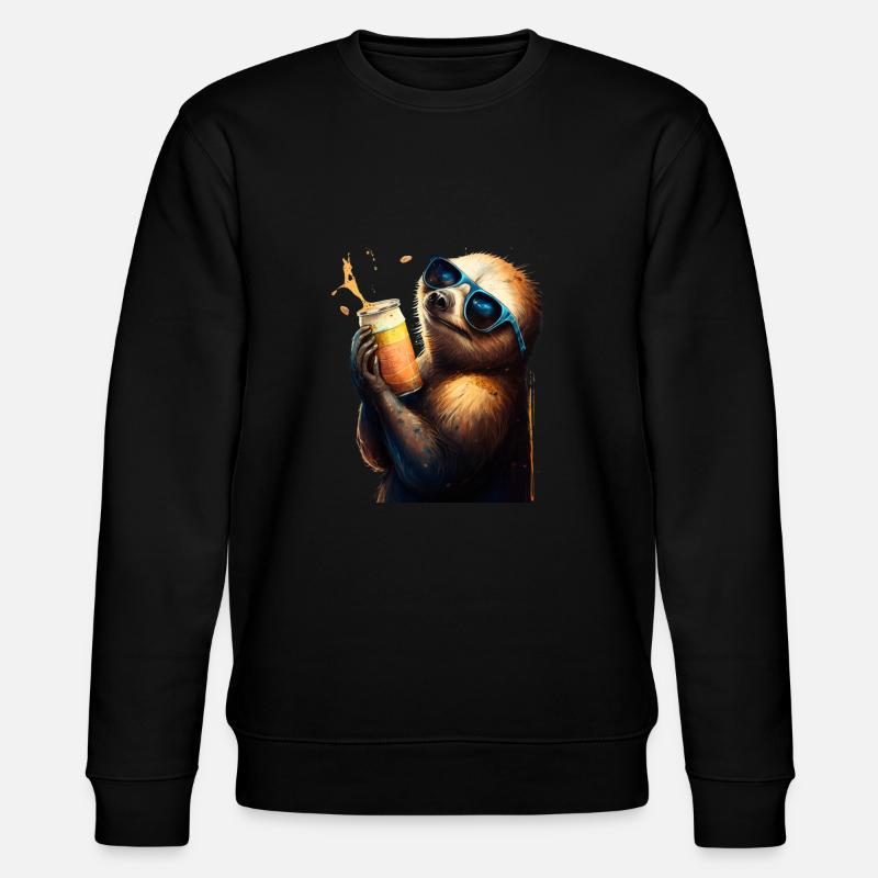 Coolster Biertrinker: ein Faultier - Stanley/Stella Unisex Bio-Sweatshirt CHANGER  - Schwarz