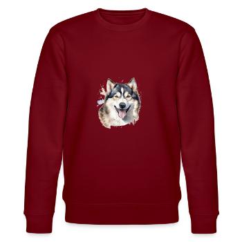 Alaskan Malamute - Stanley/Stella Unisex Bio-Sweatshirt CHANGER  - Burgunderrot - Vorne - Nik (191cm) & Marisol (170cm)