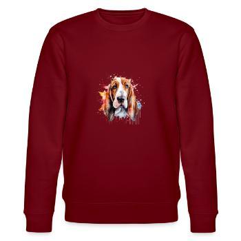 Basset Hound - Stanley/Stella Unisex Bio-Sweatshirt CHANGER  - Burgunderrot - Vorne - Nik (191cm) & Marisol (170cm)