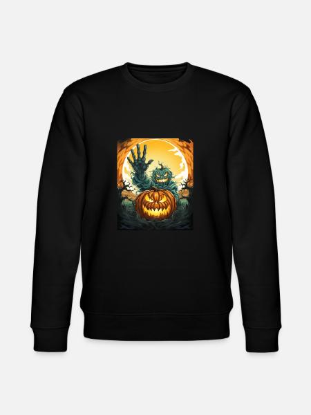 Halloween Emerging Hands Spooky Pumpkin - Stanley/Stella CHANGER Unisex Organic Sweatshirt - black