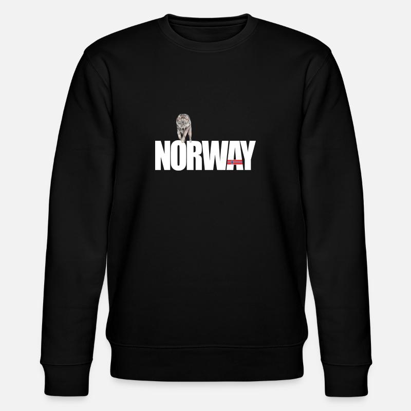 Norwegen mit Wolf - Stanley/Stella Unisex Bio-Sweatshirt CHANGER  - Schwarz