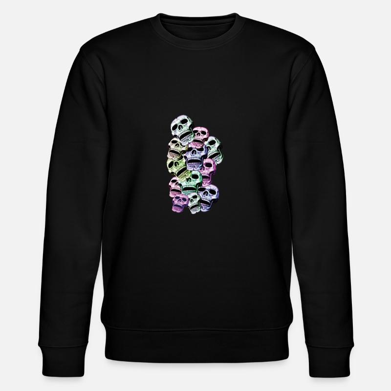 Bunte Skulls - Totenköpfe - Stanley/Stella Unisex Bio-Sweatshirt CHANGER  - Schwarz