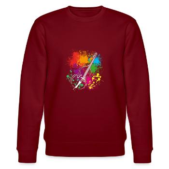 Kontrabass - Farbkleckse - Stanley/Stella Unisex Bio-Sweatshirt CHANGER  - Burgunderrot - Vorne - Nik (191cm) & Marisol (170cm)