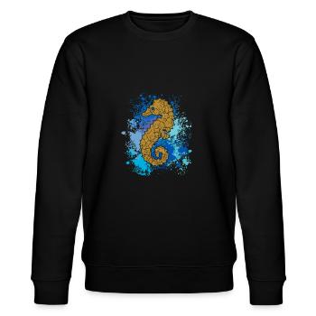 Seepferd | Seepferdchen | Hippocampus - Stanley/Stella Unisex Bio-Sweatshirt CHANGER  - Schwarz - Vorne - Nik (191cm) & Marisol (170cm)