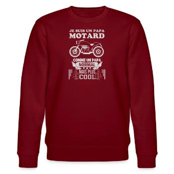 HUMOUR PAPA MOTARD 1 - Sweat bio CHANGER Stanley/Stella Unisexe - bordeaux - Devant - Nik (191cm) & Marisol (170cm)