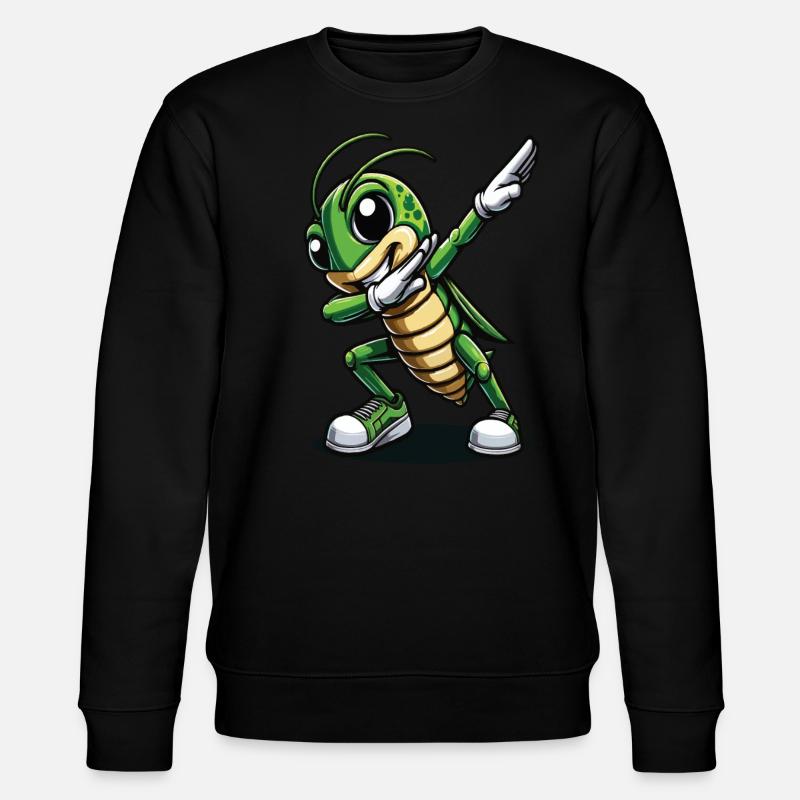Dabbing Grasshopper Fun Cartoon Design - Stanley/Stella CHANGER Unisex Organic Sweatshirt - black