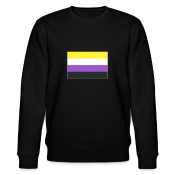Non-binary flag - Stanley/Stella CHANGER Unisex Organic Sweatshirt - black - Front - Nik (191cm) & Marisol (170cm)
