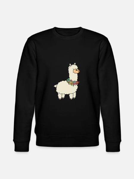 Alpaka mit Blumen. - Stanley/Stella Unisex Bio-Sweatshirt CHANGER - Schwarz