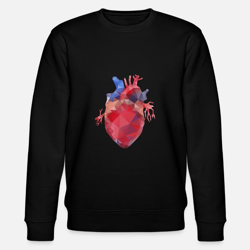 Heart low poly - Stanley/Stella CHANGER Unisex Organic Sweatshirt - black