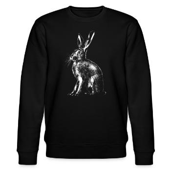 Feldhase / Hase / Rabbit / / Osterhase - Stanley/Stella Unisex Bio-Sweatshirt CHANGER  - Schwarz - Vorne - Nik (191cm) & Marisol (170cm)