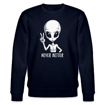 Never Better - Stanley/Stella Unisex Bio-Sweatshirt CHANGER  - Navy - Vorne - Nik (191cm) & Marisol (170cm)