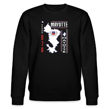 Geschenkidee Grafikdesign Karte von Mayotte 976 - Stanley/Stella Unisex Bio-Sweatshirt CHANGER  - Schwarz - Vorne - Nik (191cm) & Marisol (170cm)