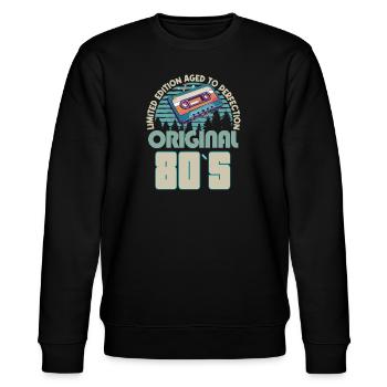 40. Geburtstag, achtziger Jahre - Stanley/Stella Unisex Bio-Sweatshirt CHANGER  - Schwarz - Vorne - Nik (191cm) & Marisol (170cm)