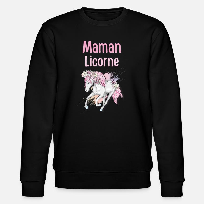 Pastell Blumen Einhorn Mama - Stanley/Stella Unisex Bio-Sweatshirt CHANGER  - Schwarz