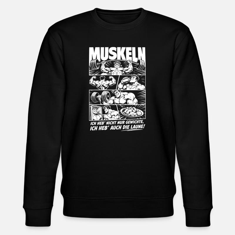 Muskel Training Comic Power Szene - Stanley/Stella Unisex Bio-Sweatshirt CHANGER - Schwarz