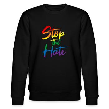 Stop The Hate Antirassismus LGBT LGBTQ Toleranz - Stanley/Stella Unisex Bio-Sweatshirt CHANGER  - Schwarz - Vorne - Nik (191cm) & Marisol (170cm)