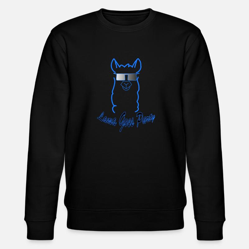 Lama Goes Party Blue - Stanley/Stella Unisex Bio-Sweatshirt CHANGER  - Schwarz