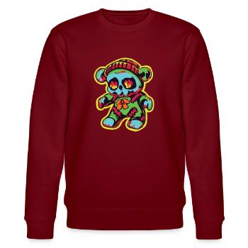 Horror Gruseliger Bär Halloween Schreck Bär - Stanley/Stella Unisex Bio-Sweatshirt CHANGER  - Burgunderrot - Vorne - Nik (191cm) & Marisol (170cm)