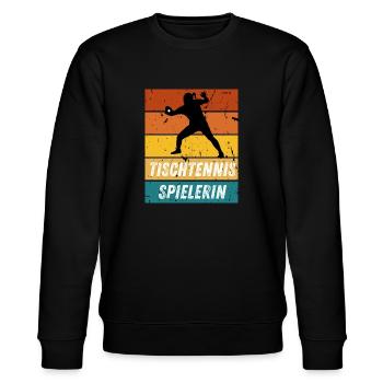Tischtennisspielerin - Stanley/Stella Unisex Bio-Sweatshirt CHANGER  - Schwarz - Vorne - Nik (191cm) & Marisol (170cm)
