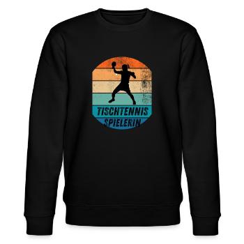 Tischtennisspielerin - Stanley/Stella Unisex Bio-Sweatshirt CHANGER  - Schwarz - Vorne - Nik (191cm) & Marisol (170cm)