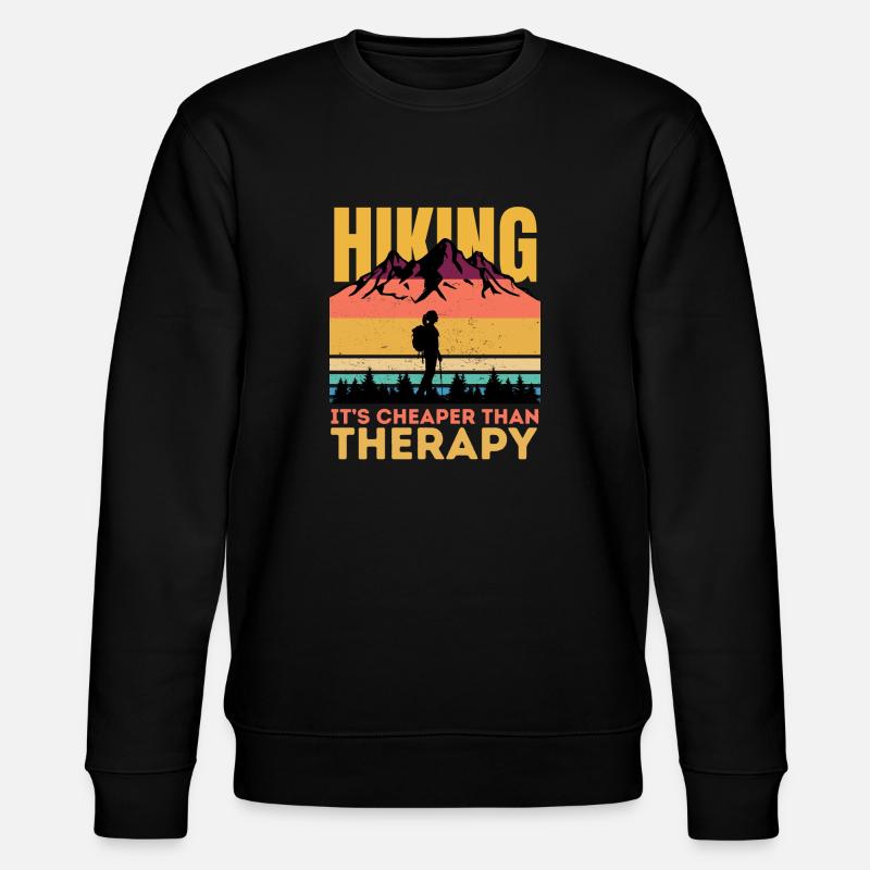 Hiking Cheaper Than Therapy - Stanley/Stella CHANGER Unisex Organic Sweatshirt - black