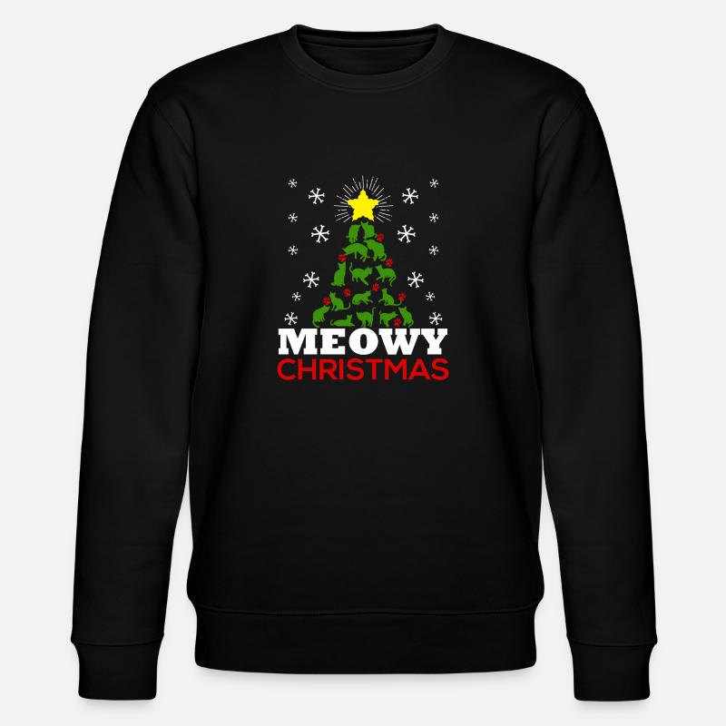 Meowy Christmas Tree - Stanley/Stella CHANGER Unisex Organic Sweatshirt - black