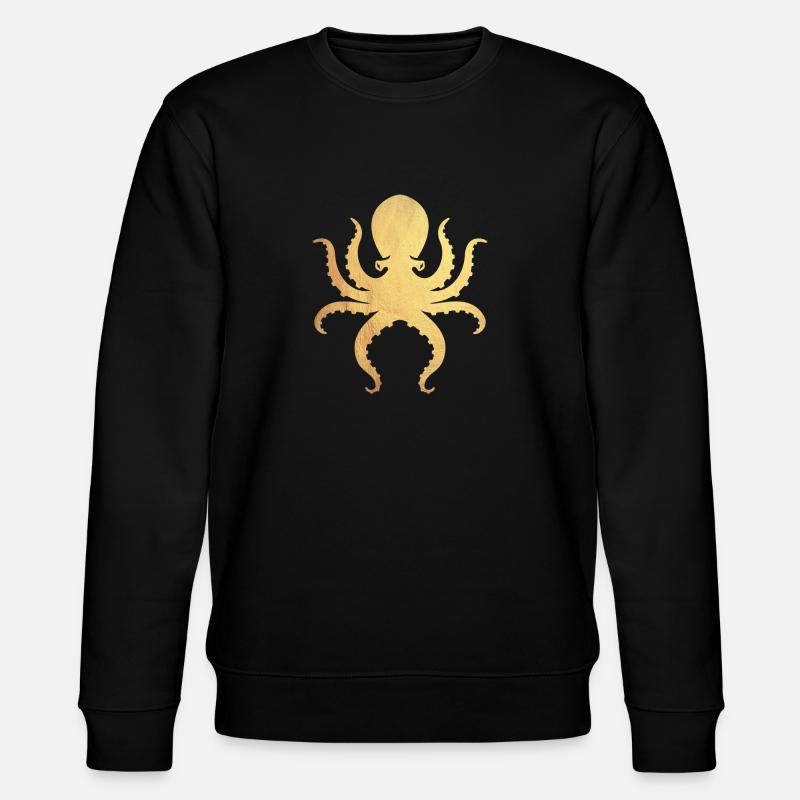 gold Oktopus - Stanley/Stella Unisex Bio-Sweatshirt CHANGER  - Schwarz