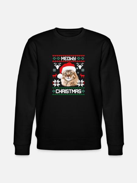 Meowy Natale Gatto Maine Coon Merry Xmas - Felpa ecologica unisex CHANGER di Stanley/Stella - nero