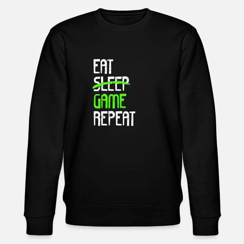 EAT SLEEP GAME REPEAT - Stanley/Stella CHANGER Unisex Organic Sweatshirt - black