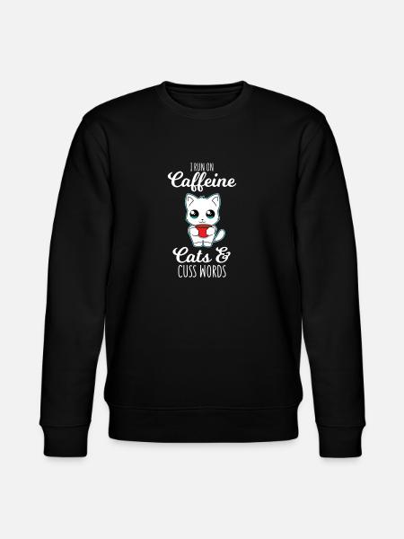 Cats - Coffee - Swearing - Gift - Stanley/Stella CHANGER Unisex Organic Sweatshirt - black