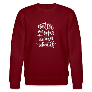 better an ooops - Stanley/Stella CHANGER Unisex Organic Sweatshirt - burgundy - Front - Nik (191cm) & Marisol (170cm)