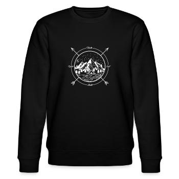 Kompass Geschenk Himmelsrichtungen Berge Wandern - Stanley/Stella Unisex Bio-Sweatshirt CHANGER  - Schwarz - Vorne - Nik (191cm) & Marisol (170cm)