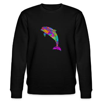 poisson mammifère aquatique cadeau Dolphin - Sweat bio CHANGER Stanley/Stella Unisexe - noir - Devant - Nik (191cm) & Marisol (170cm)