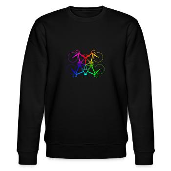 Regenbogen Fahrräder - Rennrad Fixie Geschenk - Stanley/Stella Unisex Bio-Sweatshirt CHANGER  - Schwarz - Vorne - Nik (191cm) & Marisol (170cm)