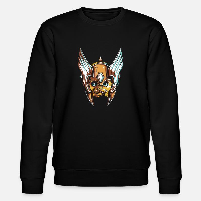 Katze mit Helm - Stanley/Stella Unisex Bio-Sweatshirt CHANGER  - Schwarz