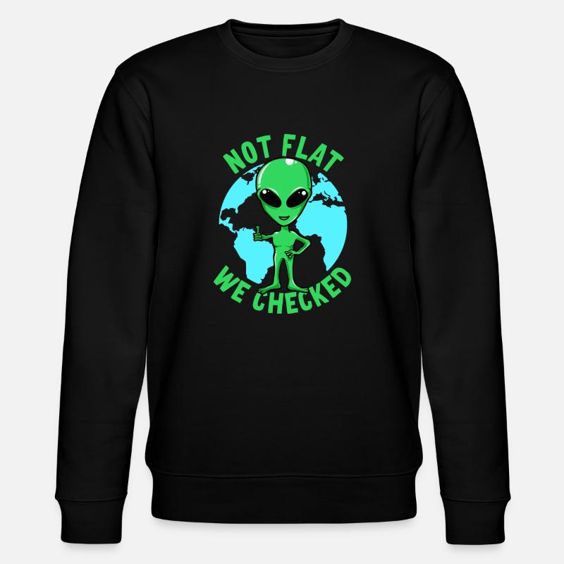 Not Flat We Checked - Stanley/Stella Unisex Bio-Sweatshirt CHANGER  - Schwarz