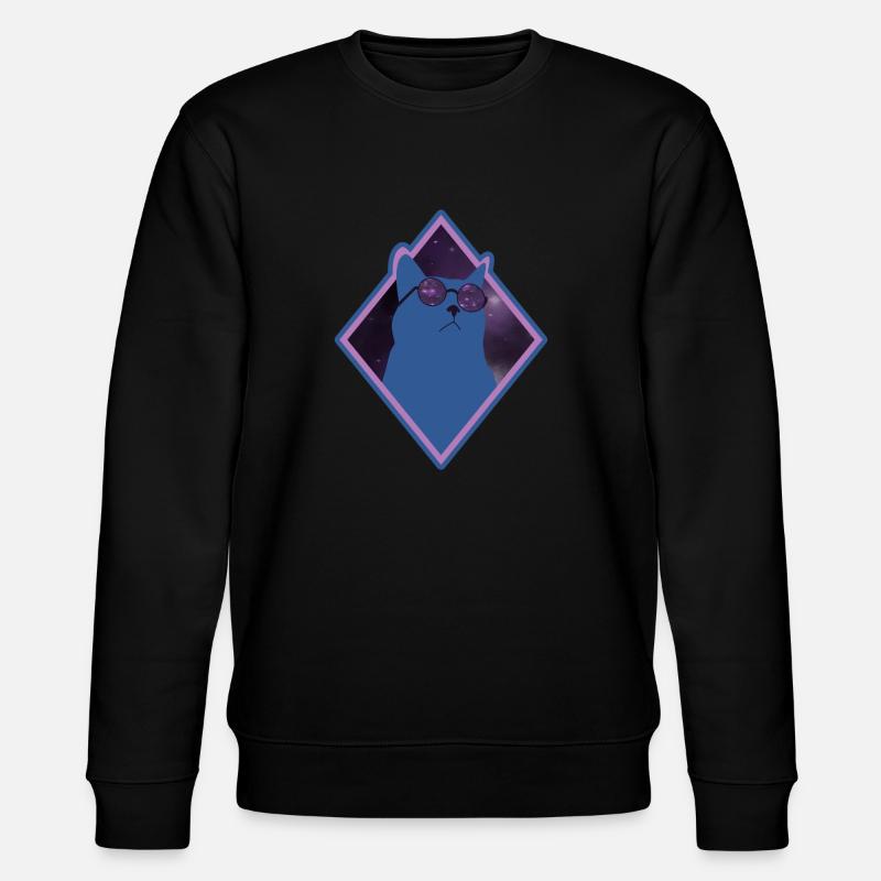 Chat Galaxy bleu - Sweat bio CHANGER Stanley/Stella Unisexe - noir