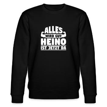 Alles wird gut Heino ist jetzt da - Stanley/Stella Unisex Bio-Sweatshirt CHANGER  - Schwarz - Vorne - Nik (191cm) & Marisol (170cm)