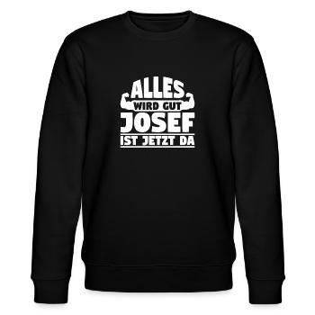 Alles wird gut Josef ist jetzt da - Stanley/Stella Unisex Bio-Sweatshirt CHANGER  - Schwarz - Vorne - Nik (191cm) & Marisol (170cm)